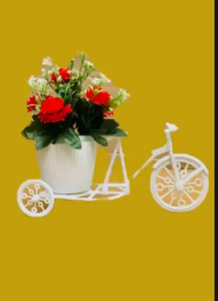 Unique cycle decoration with artificial flower